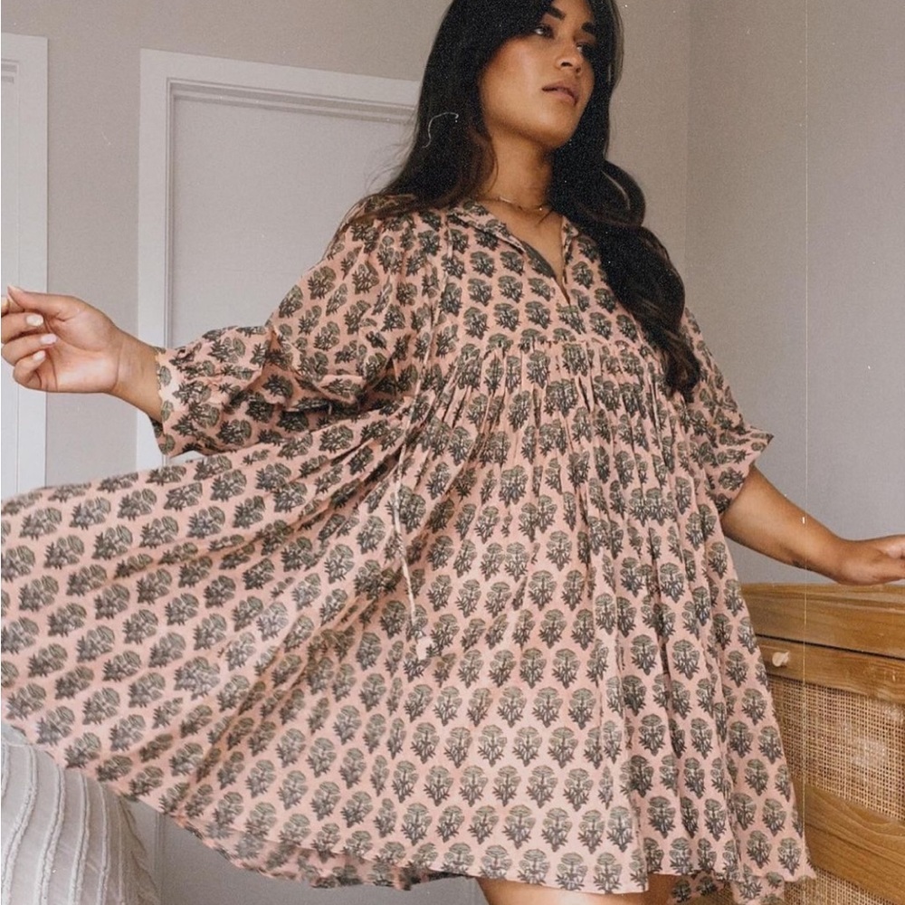 Daughters of India Kyra Mini Dress Pink Himalayan Salt